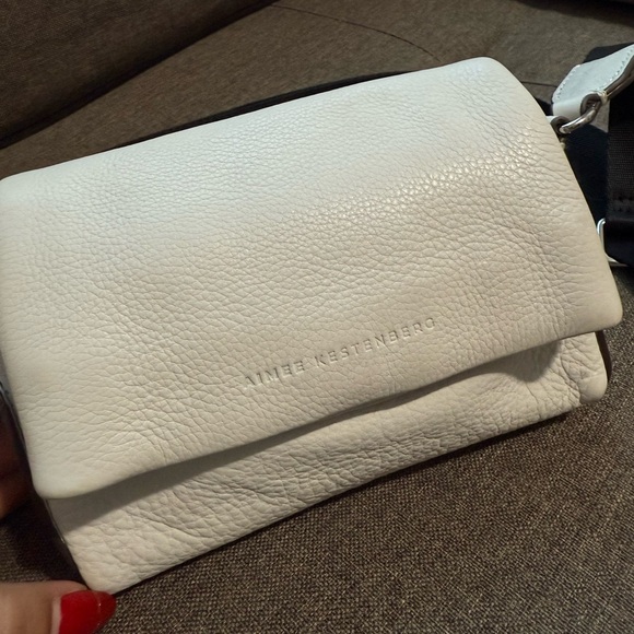 Aimee Kestenberg White Pebbled Leather Crossbody Bag - Picture 1 of 7